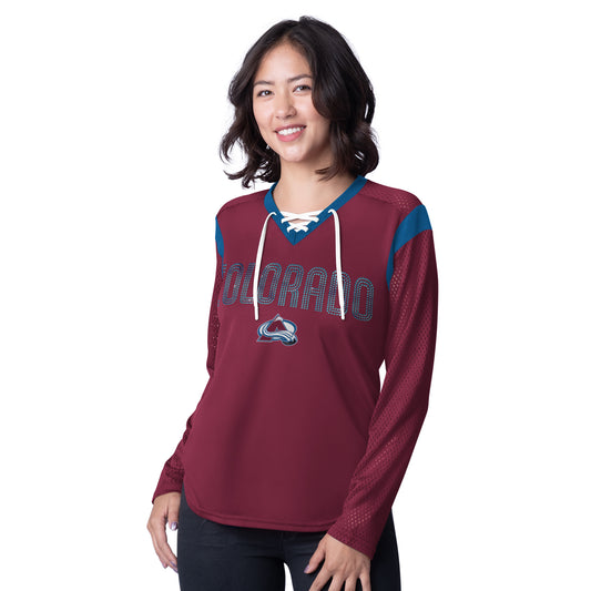 Avalanche Women's Icing Lace up L/S Tee - Burgundy