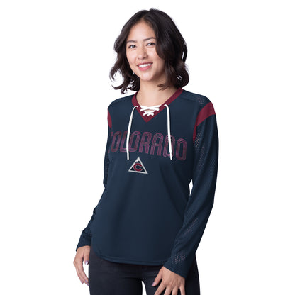 Avalanche Women's Icing Lace up L/S Tee - Navy