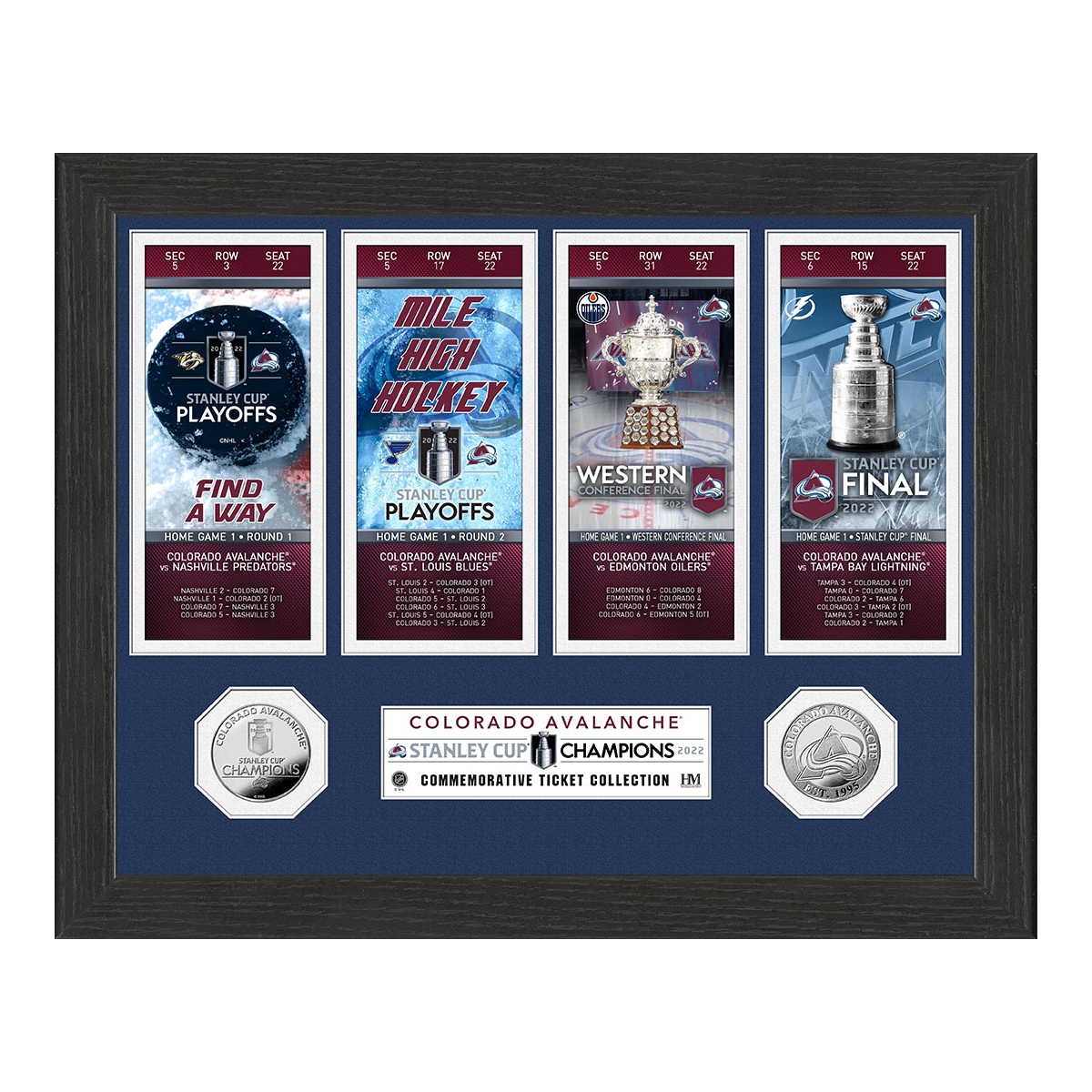 Colorado Avalanche 2022 Stanley Cup Champions Ticket Collection 12"x15" Frame