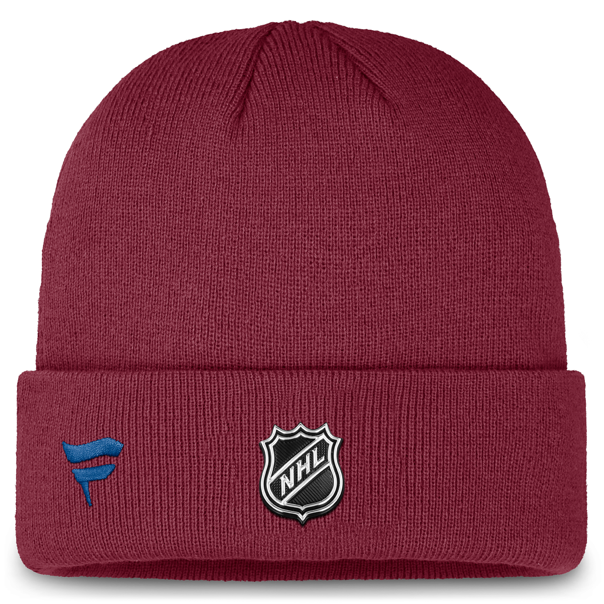 Burgundy Beanie back with NHL Logo and Blue Fanatics logo to the left of the NHL Logo