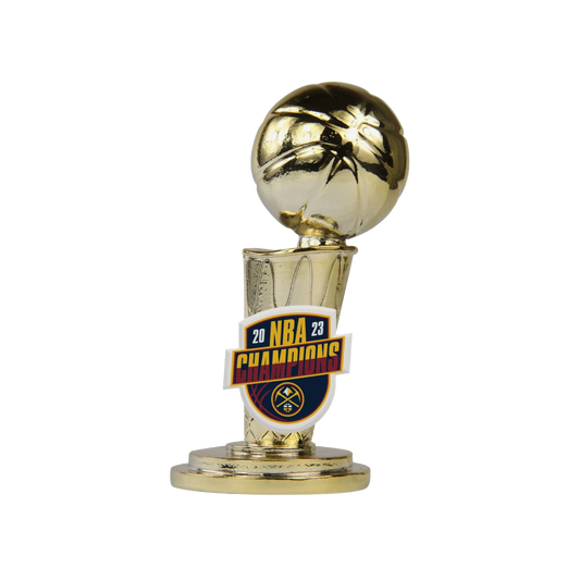 NBA finals championship trophy replica paperweight. 2023 NBA Champions with Nuggets logo.