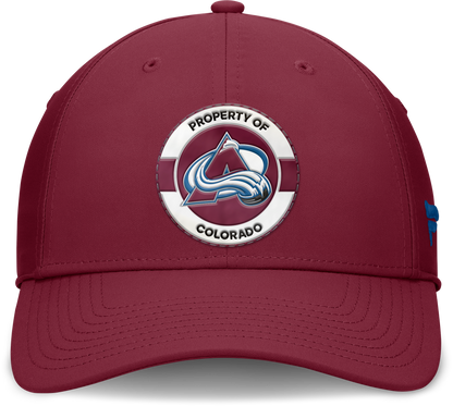 Front of Property of Colorado with Avalanche logo in the center with burgundy background