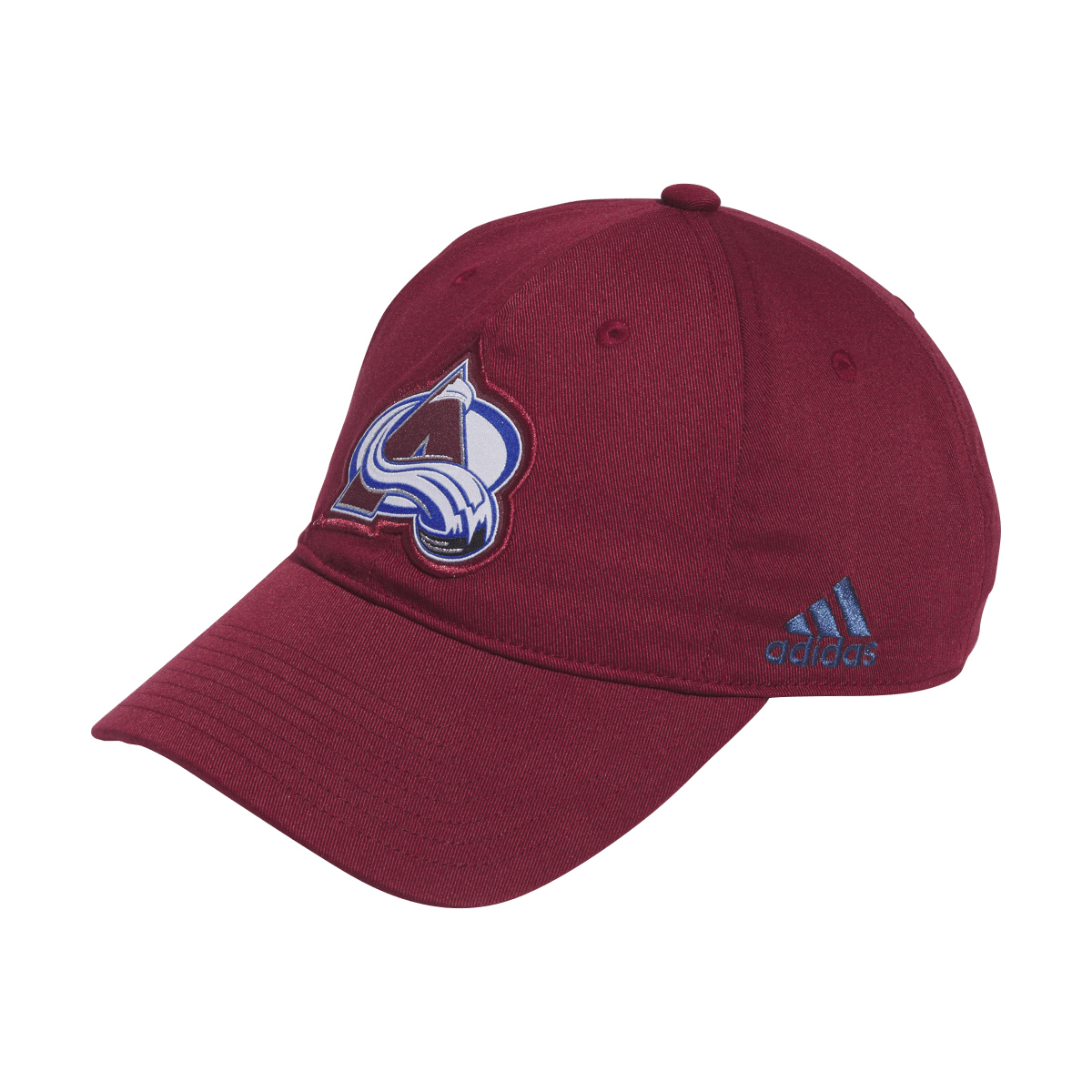 Slouch Hat Burgundy Left Side with Blue Adidas logo