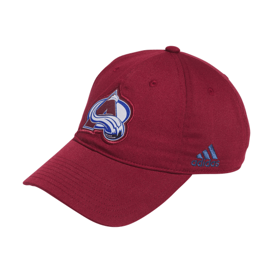 Slouch Hat Burgundy Left Side with Blue Adidas logo