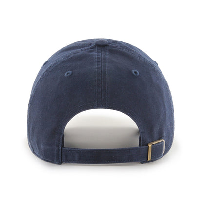 Navy Hat blank on back with adjustable buckle strap