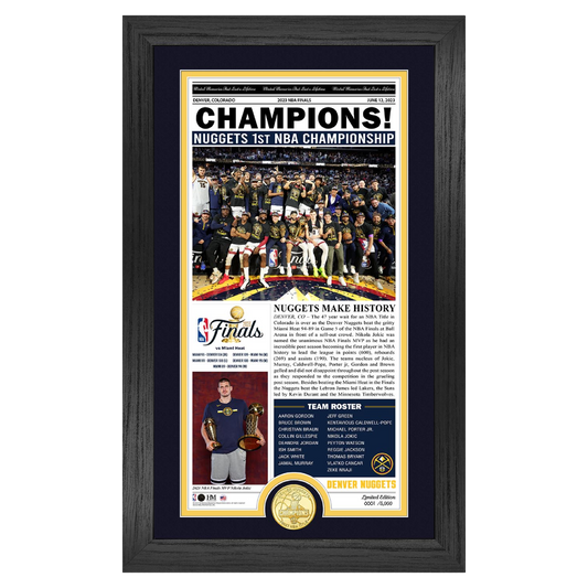 2023 NBA Champions Denver Nuggets Front Page 12"x20" Photo Frame