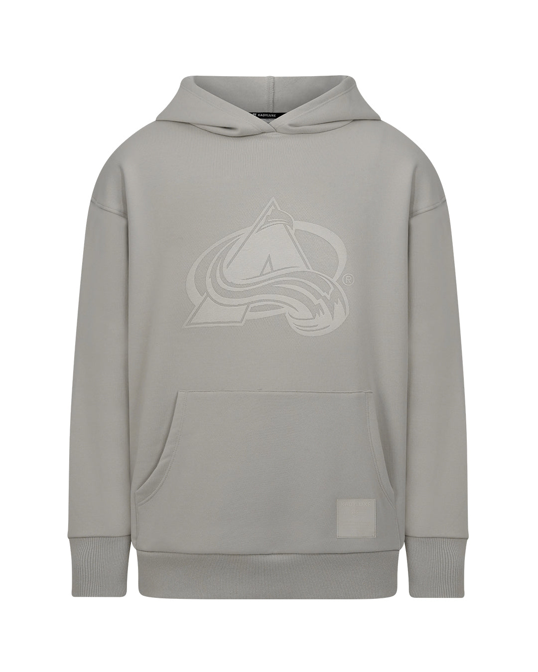 Front View is Moonstruck color with a oversized onal Avalanche logo in the center chest 