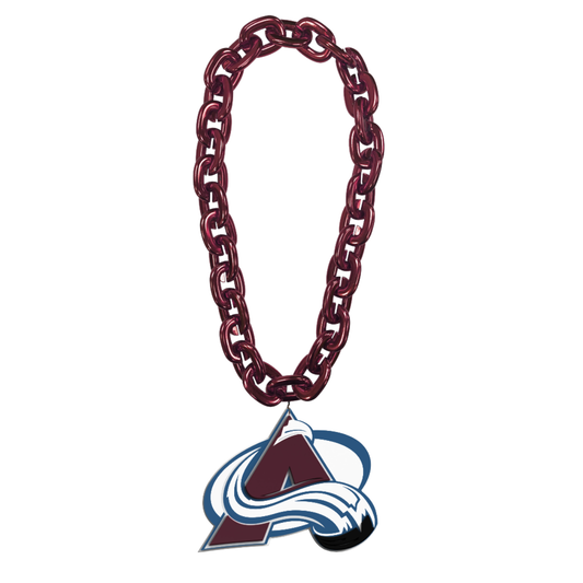 The chain itself is a large red looped, with the Colorado Avalanche primary logo on the bottom.