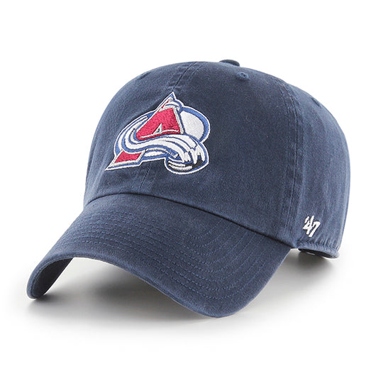 Front and Left side of hat, Avalanche logo on the front of the hat, '47 brand logo on the left side in white