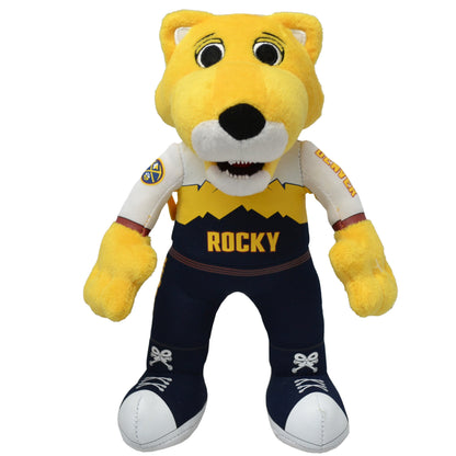 Rocky doll with mountain silhouette and "Rocky" written below that in yellow letters